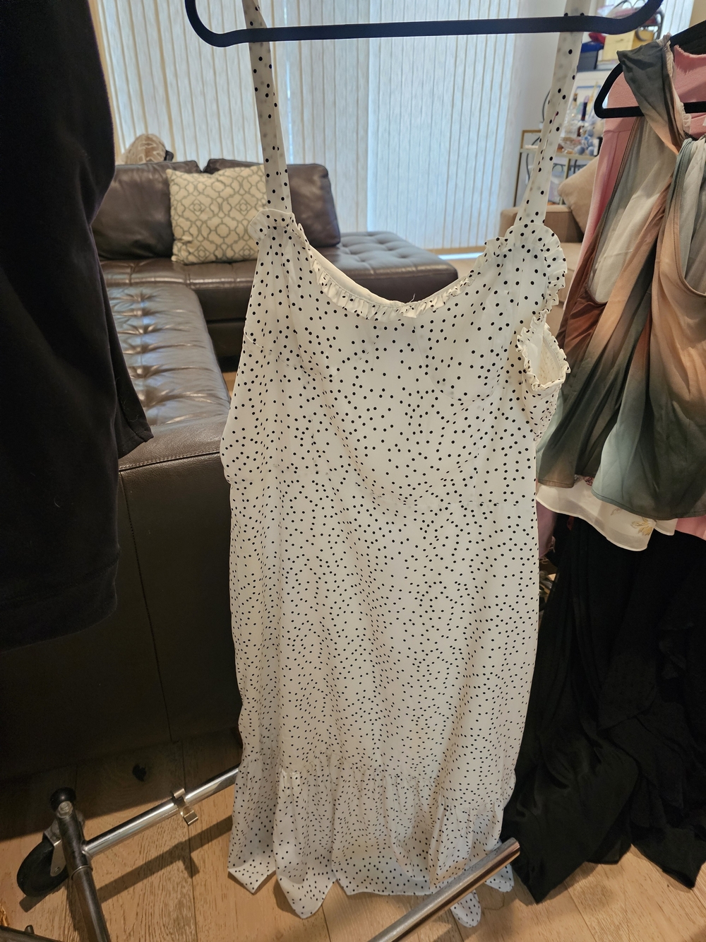White Polka Dot Spaghetti Strap Sundress